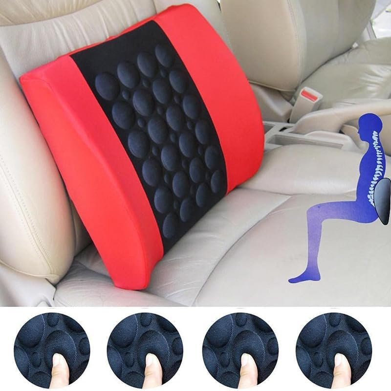 12V Car Electric Lumbar Seat Back Massage Cushion Home Chair Waist Support Tool car cushion tournure black red Grey