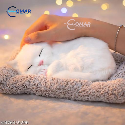 Sleeping Cat Plush Dashboard Pillow – White (CAT)