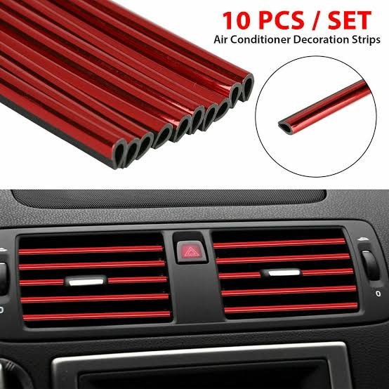 U-Shape Car AC Vent Trim Strip (10 Pcs, 20cm) – Premium Colorful Interior Decoration