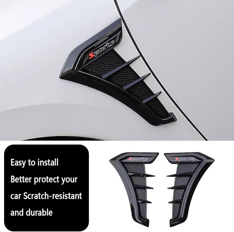 Universal Car Side Fender Vent Stickers - Carbon Fiber Sports Edition (Pair)